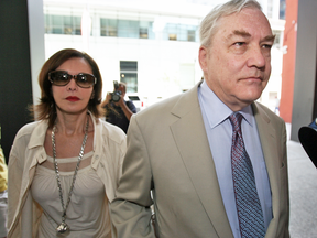 Former Hollinger International CEO Conrad Black and his wife, Barbara Amiel Black, arrive at the Dirksen Federal Courthouse in Chicago on July 13, 2007.