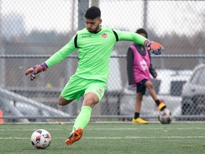 Ali Ghazanfari-Moghaddam of Vaughan Azzurri is shown in action against Sigma FC in a May 5, 2019 handout photo. Head coach Patrice Gheisar and his players have been waiting for this day for three months. The Vaughan Azzurri, champions of League 1 Ontario, host Halifax's HFX Wanderers FC of the Canadian Premier League in the first round of the Canadian Championship on Wednesday.