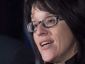 Sonia LeBel speaks during a news conference in Montreal, Tuesday, February 21, 2017. The federal and Quebec governments have reached what the province is calling a historic deal that ensures it will play an active role in the process of selecting the next Supreme Court of Canada justice from Quebec.