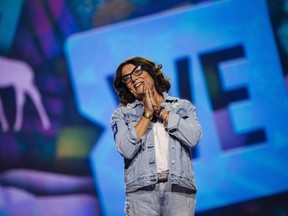 Margaret Trudeau speaks to the audience at fans at the We Day event in Toronto, on Thursday, September 20, 2018. Mental-health advocate Trudeau is bringing her autobiographical one-woman show to Montreal this summer.