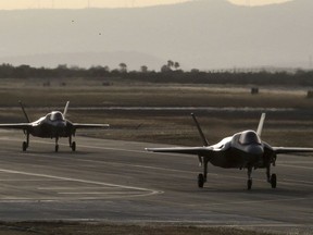 The Trudeau government's plan to loosen federal procurement rules for the F-35 stealth fighter is sparking warnings from other fighter-jet makers that it will ultimately hurt Canada. F-35B aircraft pass on a runway after landing at the Akrotiri Royal air forces base near city of Limassol, Cyprus, Tuesday, May 21, 2019.