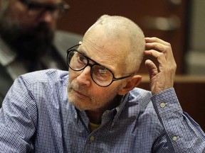 In this Dec. 21, 2016 file photo, real estate heir Robert Durst sits in a courtroom during a hearing in Los Angeles.