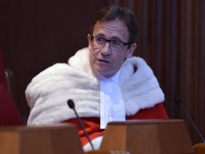 Supreme Court of Canada Justice Clement Gascon speaks during a welcoming ceremony at the Supreme Court of Canada Monday October 6, 2014 in Ottawa. Gascon says he suffered a panic attack the afternoon he went missing last week.