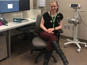 Dr. Sarah Tulk, a family doctor in Milton, Ont., shown on Thursday, May 2, 2019, is drawing attention to the need for more awareness about high rates of suicide among physicians after her own issues with depression while she was in training.