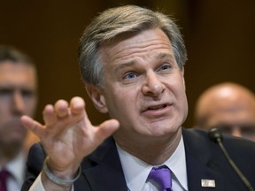 FBI Director Christopher Wray testifies during a hearing of the Appropriations Subcommittee for Commerce, Justice, Science, and Related Agencies, on Capitol Hill, Tuesday, May 7, 2019 in Washington.