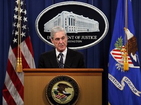 Special counsel Robert Muller speaks at the Department of Justice Wednesday, May 29, 2019, in Washington, about the Russia investigation.