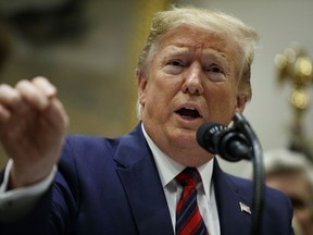 President Donald Trump speaks during a event on medical billing, in the Roosevelt Room of the White House, Thursday, May 9, 2019, in Washington.