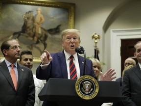 President Donald Trump speaks during a event on medical billing, in the Roosevelt Room of the White House, Thursday, May 9, 2019, in Washington.