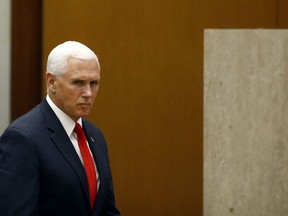 Vice President Mike Pence arrives to speak at the 49th Washington Conference on the Americas, Tuesday, May 7, 2019, at the U.S. State Department in Washington.