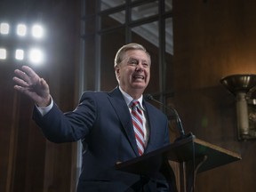 Senate Judiciary Committee Chairman Lindsey Graham, R-S.C., an ally of President Donald Trump, announces his proposal to revamp laws that affect the increase of Central American migrants seeking asylum to enter the U.S., on Capitol Hill in Washington, Wednesday, May 15, 2019.