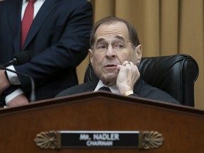 House Judiciary Committee Chair Jerrold Nadler, D-N.Y., waits to start a hearing on the Mueller report without witness Attorney General William Barr who refused to appear, on Capitol Hill in Washington, Thursday, May 2, 2019.