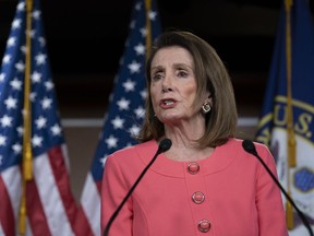 Speaker of the House Nancy Pelosi, D-Calif., speaks to the media at a news conference on Capitol Hill in Washington, Thursday, May 2, 2019. AP Photo/J. Scott Applewhite)