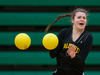 An athlete at the University of Alberta is targeted during a game of dodgeball at practice.