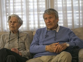 In this Tuesday, April 23, 2019 photo, Israeli Holocaust survivors Rachel Zeiger 91, and her brother Moshe Akerman 84, give an interview to The Associated Press at their home in Ramat Gan, Israel. With the world's community of aging Holocaust survivors rapidly shrinking, and their live testimonies soon to be a thing of the past, Israel's Yad Vashem Holocaust memorial is preparing for a world without them.