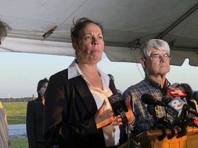 Lisa Noland, who survived an attack at the hands of serial killer Bobby Joe Long, speaks to reporters after his execution on May 23, 2019.