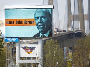 Liberals have put a billboard on Alex Fraser bridge that blame B.C. Premier John Horgan for high gas prices.