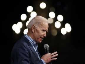 Former Vice President and Democratic presidential candidate Joe Biden speaks during a rally, Wednesday, May 1, 2019, in Des Moines, Iowa.