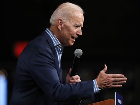 Former Vice President and Democratic presidential candidate Joe Biden speaks during a rally, Wednesday, May 1, 2019, in Des Moines, Iowa.