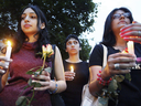 A group of Iranian women at a vigil on July 19, 2003 in Montreal for Quebec-based photojournalist Zahra Kazemi, who beaten to death while in detention in Iran.