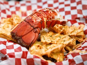 "Creamy Truffle Lobster Dumplings," are on display as the Calgary Stampede announced 50 new midway foods marking 50 days until the annual event in Calgary, Alta., Wednesday, May 15, 2019.THE CANADIAN PRESS/Jeff McIntosh