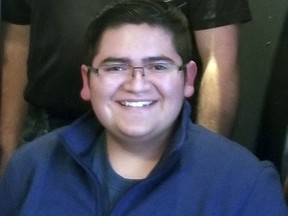 FILE - This undated file photo provided by Rachel Short shows Kendrick Castillo, who was killed during a shooting at the STEM School Highlands Ranch on Tuesday, May 7, 2019, in Highlands Ranch, Colo. Seniors from the school graduated Monday, May 20, 2019 in a ceremony hosted by the Denver Broncos hosted commencement ceremonies at their training facility in suburban Denver. Castillo was fatally shot as he and two classmates tried to stop one of the two gunmen who attacked the school. Valedictorian Emma Goodwill asked her classmates to "love so fully and fundamentally like Kendrick."