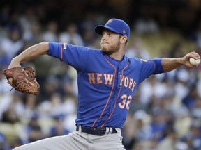 New York Mets starting pitcher Steven Matz throws against the Los Angeles Dodgers during the first inning of a baseball game in Los Angeles, Tuesday, May 28, 2019.