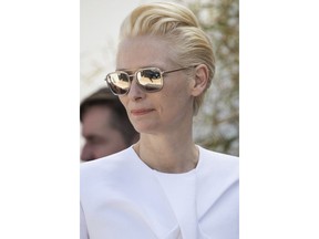 Actress Tilda Swinton poses for photographers upon arrival at the photo call for the film 'The Dead Don't Die' at the 72nd international film festival, Cannes, southern France, Wednesday, May 15, 2019.