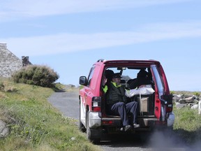 Ballot boxes are transported around Inishbofin island, Ireland, Thursday, May 23, 2019 in preparation for voting in the European Parliament elections. Some 400 million Europeans from 28 countries head to the polls from Thursday to Sunday to choose their representatives at the European Parliament for the next five years.