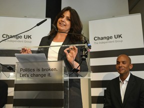 Change UK interim leader Heidi Allen speaks during a pro EU-party Change UK rally at Church House in Westminster, London, Tuesday April 30, 2019.