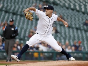 Detroit Tigers pitcher Matthew Boyd throws against the Los Angeles Angels in the first inning of a baseball game in Detroit, Wednesday, May 8, 2019.