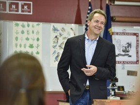 Montana Gov. Steve Bullock, Democratic presidential candidate, officially announces his campaign for president Tuesday, May 14, 2019, at Helena High School in Helena, Mont.