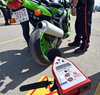Edmonton police conduct motorcycle sound-level tests on May 11, 2019. Riders whose bikes failed the sound test were given amnesty from receiving a ticket.