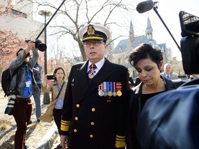 Vice Admiral Mark Norman arrives to court with lawyer Marie Henein in Ottawa on Wednesday, May 8, 2019.