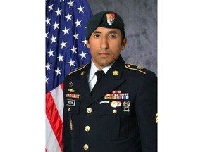 This undated photo provided by the U.S. Army shows U.S. Army Staff Sgt. Logan Melgar Green Beret, who died from non-combat related injuries in Mali in June 2017. The attorney for Navy SEAL Adam Matthews, one of four U.S. servicemen charged in the death of Melgar, said Matthews will plead guilty Thursday, May 16, 2019, to hazing, assault and other charges. But a murder charge will be dropped. (U.S. Army via AP)