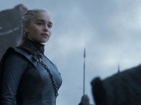 This image released by HBO shows Emilia Clarke in a scene from the final episode of "Game of Thrones," that aired Sunday, May 19, 2019. (HBO via AP)