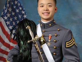 In this undated photo provided by the United States Military Academy at West Point, N.Y., USMA cadet Peter L. Zhu is shown.