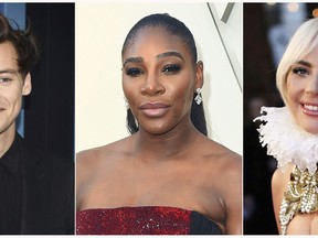 This combination photo shows, from left, actor-singer Harry Styles, tennis star Serena Williams and actress-singer Lady Gaga who will join Anna Wintour as hosts for the 71st annual Met Gala, a fundraiser for the museum's Costume Institute. (AP Photo)