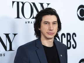 FILE - This May 1, 2019 file photo shows Adam Driver at the 73rd annual Tony Awards "Meet the Nominees" press day event in New York. Driver is nominated for a Tony Award for his work in a revival of Lanford Wilson's play "Burn This."