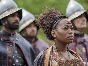 This image released by Starz shows Stephanie Levi-John in a scene from "The Spanish Princess," premiering Sunday, May 5 on Starz.