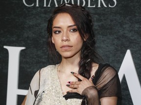 FILE - This April 15, 2019 file photo shows Sivan Alyra Rose at the season premiere of Netflix's "Chambers" in New York. Rose represents a rarity as one of the few people of Native American descent to star in a Netflix series. But she hopes her breakthrough will encourage more opportunities for women like her.