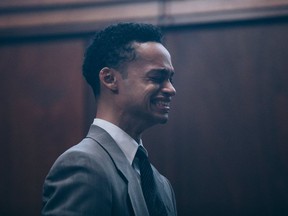 This image released by Netflix shows Marquis Rodriguez as a young Raymond Santana in a scene from "When They See Us."