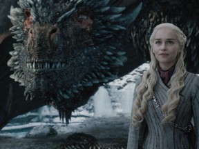 This image released by HBO shows Emilia Clarke in a scene from "Game of Thrones," that aired Sunday, May 5, 2019. In the third to last episode of HBO's "Game of Thrones," Mother of Dragons Daenerys Targaryen is suffering from a crisis of confidence. She is short on troops and dragons, short on strategies and short on friends. And her claim to the Iron Throne has weakened upon learning that Jon Snow, in fact, shares her royal Targaryen blood.