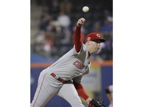 Cincinnati Reds' Anthony DeSclafani delivers a pitch during the first inning of the team's baseball game against the New York Mets on Wednesday, May 1, 2019, in New York.
