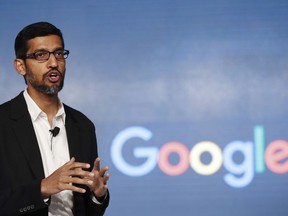 FILE - In this Wednesday, Jan. 4, 2017, file photo, Google CEO Sundar Pichai speaks during a news conference in New Delhi. Pichai is expected to showcase much-anticipated updates to the company's hardware lines and artificial intelligence Tuesday, May 7, 2019, during his keynote at the company's annual I/O conference for software developers.