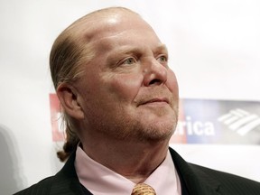 FILE - In this Wednesday, April 19, 2017, file photo, chef Mario Batali attends an awards event in New York. The Suffolk County District Attorney's Office in Boston says Batali is scheduled to be arraigned Friday, May 24, 2019, on a charge of indecent assault and battery, in connection with an allegation that he forcibly kissed and groped a woman at a Boston restaurant in 2017.