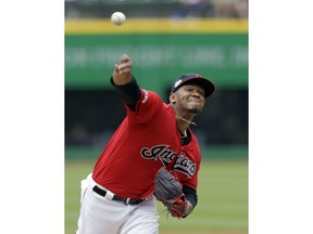 Cleveland Indians starting pitcher Jefry Rodriguez delivers in the first inning of a baseball game against the Oakland Athletics, Wednesday, May 22, 2019, in Cleveland.