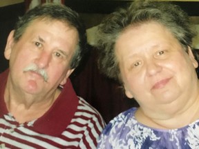 This undated family photo provided by Debbie Pike shows Clair "Cos" Vance, left, and his wife, Jeanne Vance, of Erie, Pa. The couple both died April 28, 2019, of natural causes. Family members say they had been married for almost 45 years and passed away within minutes of each other.