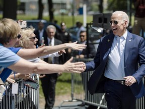 Democratic presidential candidate, former Vice President Joe Biden arrives fore a campaign rally at Eakins Oval in Philadelphia, Saturday, May 18, 2019.