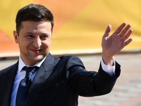 Ukrainian president-elect Volodymyr Zelensky walks prior to his inauguration ceremony in Kiev on May 20, 2019.