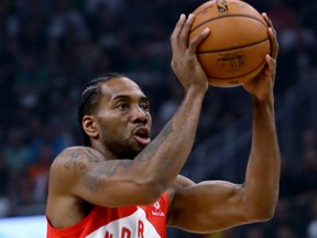 Kawhi Leonard of the Toronto Raptors shoots during a game against the Milwaukee Bucks. The forward is set to become a free agent on June 30.